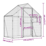 Volière 179x100x185 m aluminium zilverkleurig