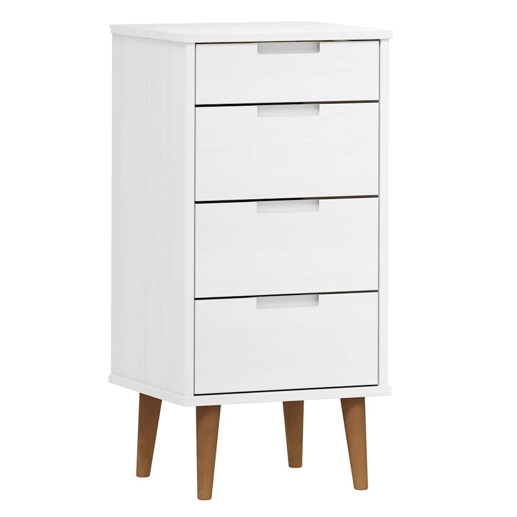 Ladekast MOLDE 40x35x82 cm massief grenenhout wit