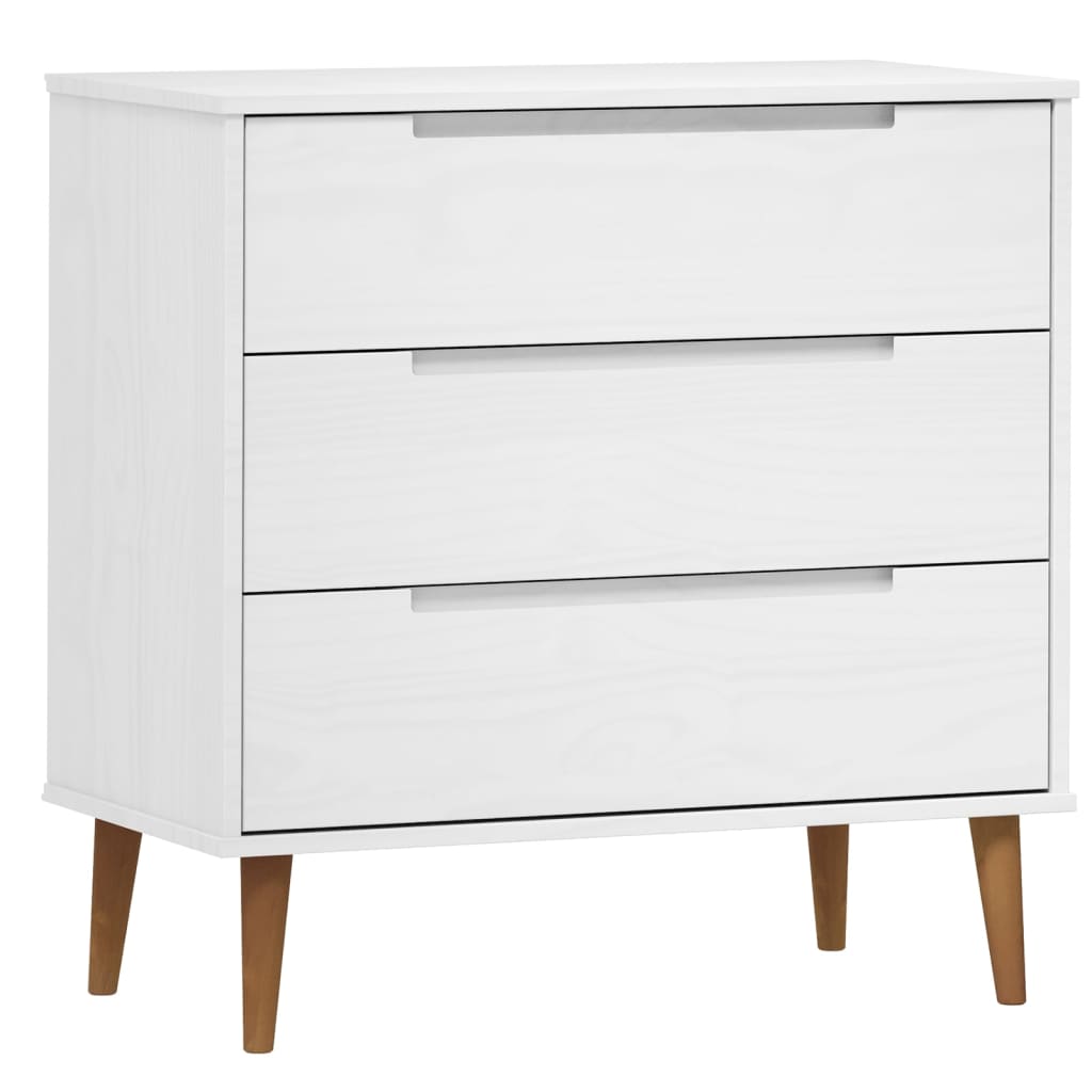 Ladekast MOLDE 80x40x80 cm massief grenenhout wit