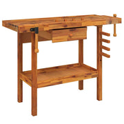 Werkbank met lade en bankschroeven 124x52x83 cm massief acaciahout