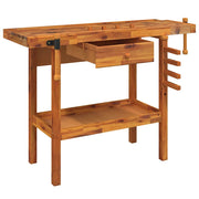 Werkbank met lade en bankschroeven 124x52x83 cm massief acaciahout