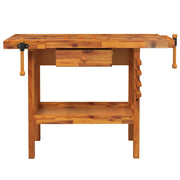 Werkbank met lade en bankschroeven 124x52x83 cm massief acaciahout