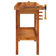 Werkbank met lade en bankschroeven 124x52x83 cm massief acaciahout