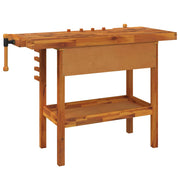 Werkbank met lade en bankschroeven 124x52x83 cm massief acaciahout