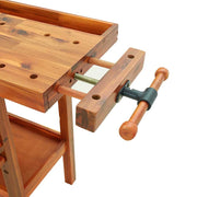 Werkbank met lade en bankschroeven 124x52x83 cm massief acaciahout