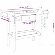 Werkbank met lade en bankschroeven 124x52x83 cm massief acaciahout