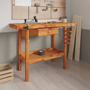 Werkbank met lade en bankschroeven 124x52x83 cm massief acaciahout