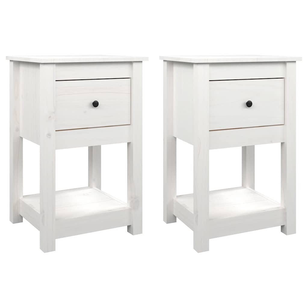Nachtkastjes 2 st 40x35x61,5 cm massief grenenhout wit