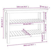 Werkbank 110,5x50x80 cm massief grenenhout wit