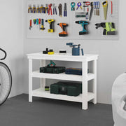Werkbank 110,5x50x80 cm massief grenenhout wit