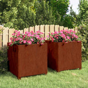 Plantenbakken met poten 2 st roestkleurig 50x50x50 cm cortenstaal