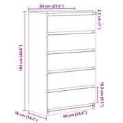 Ladekast 60x36x103 cm bewerkt hout betongrijs