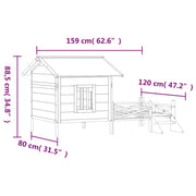 Hondenhok 159x120x88,5 cm massief grenenhout grijs