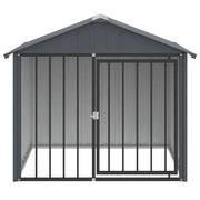 Hondenhok met dak 117x103x102 cm gegalvaniseerd staal zwart