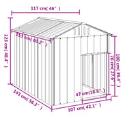 Hondenhok met dak 117x153x123 cm gegalvaniseerd staal antraciet