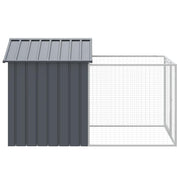 Hondenhok met dak 117x201x123 cm gegalvaniseerd staal antraciet