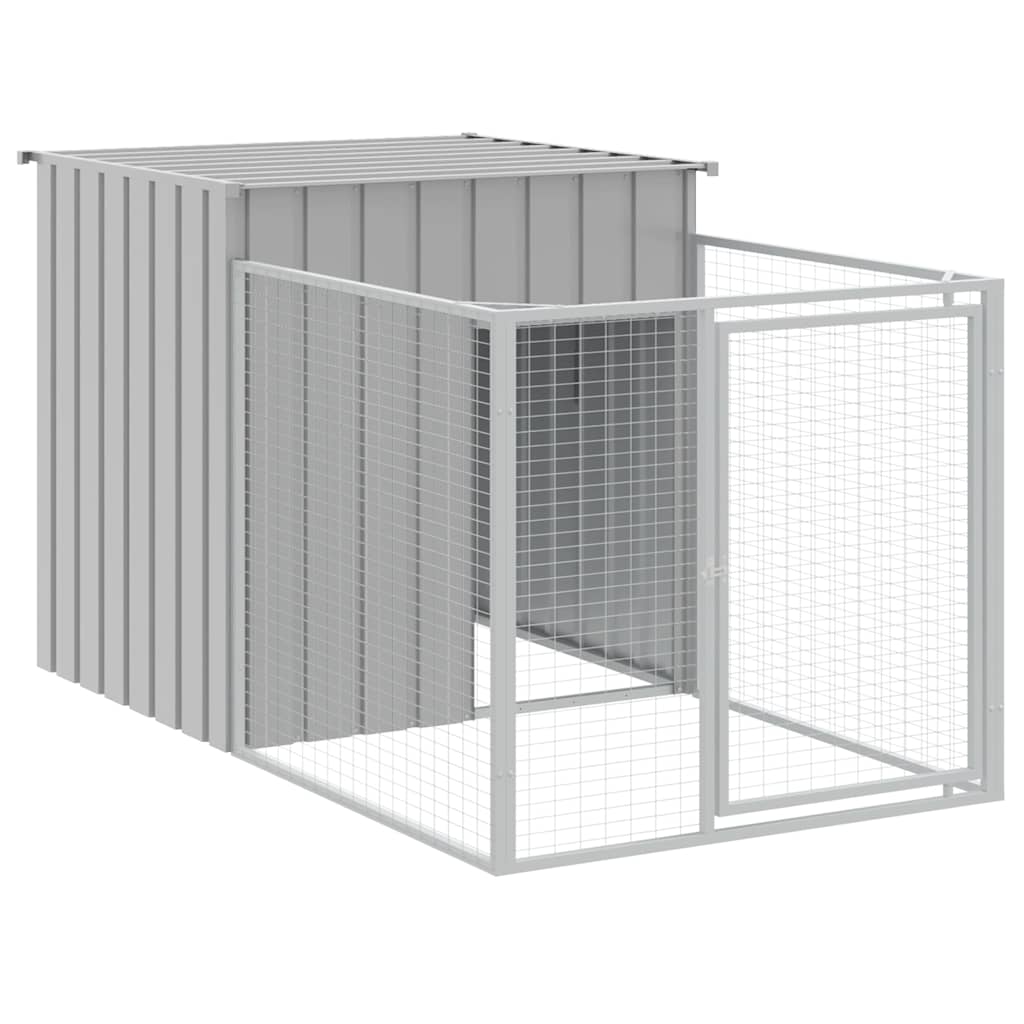 Hondenhok met ren lichtgrijs 110x201x110 cm gegalvaniseerd staal