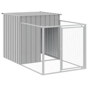 Hondenhok met ren lichtgrijs 110x201x110 cm gegalvaniseerd staal