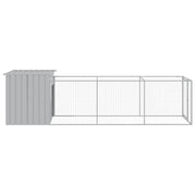 Hondenhok met ren 110x405x110 cm staal lichtgrijs