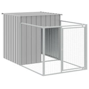 Hondenhok met ren 110x405x110 cm staal lichtgrijs