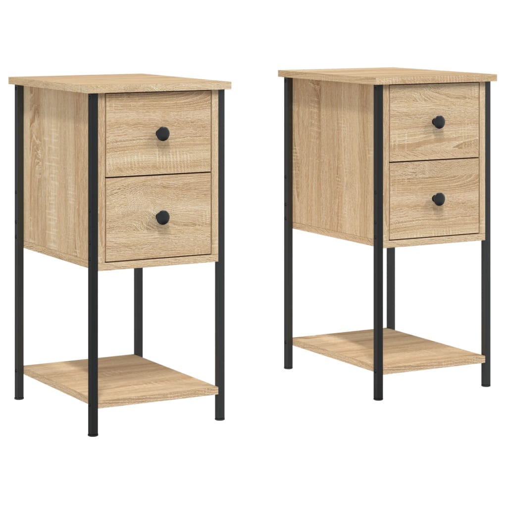 Nachtkastjes 2 st 32x42x70 cm bewerkt hout sonoma eikenkleurig
