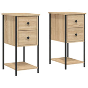 Nachtkastjes 2 st 32x42x70 cm bewerkt hout sonoma eikenkleurig