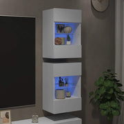 Wandkasten met LED-verlichting voor tv 2 st 40x30x60,5 cm wit