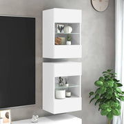 Wandkasten met LED-verlichting voor tv 2 st 40x30x60,5 cm wit