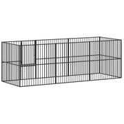 Hondenkennel 8 panelen gepoedercoat staal zwart