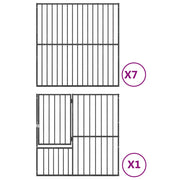 Hondenkennel 8 panelen gepoedercoat staal zwart
