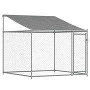 Hondenhok met dak en deur 4x2x2 m gegalvaniseerd staal grijs