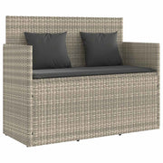 Tuinbank met kussens poly rattan lichtgrijs