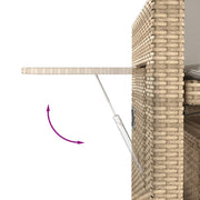 Tuinbankje verstelbaar met kussens poly rattan beige
