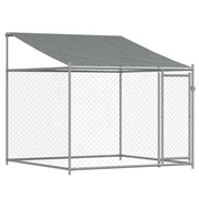 Hondenhok met dak en deur 2x2x2 m gegalvaniseerd staal grijs