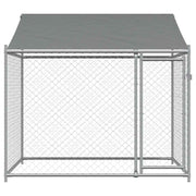 Hondenhok met dak en deur 2x2x2 m gegalvaniseerd staal grijs