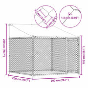 Hondenhok met dak en deur 2x2x2 m gegalvaniseerd staal grijs