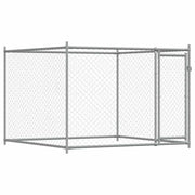 Hondenhok met deur 2x2x1,5 m gegalvaniseerd staal grijs
