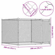 Hondenhok met deur 2x2x1,5 m gegalvaniseerd staal grijs