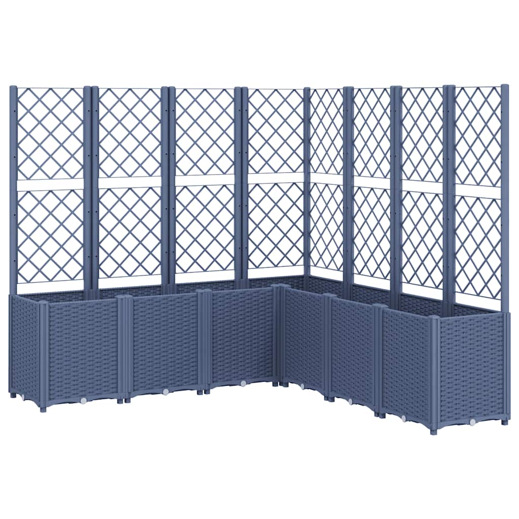 Plantenbak met latwerk 160x160x140 cm polypropeen blauwgrijs