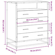 Ladekast 70x41x83,5 cm bewerkt hout gerookt eikenkleurig