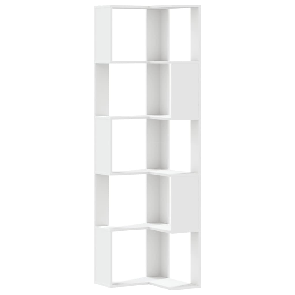 Boekenkast 5-laags hoek 50x50x179 cm bewerkt hout wit