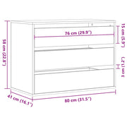 Ladekast 80x41x58 cm bewerkt hout wit