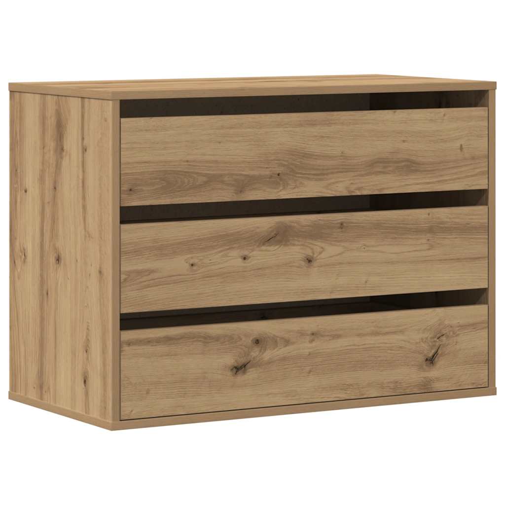Ladekast 80x41x58 cm bewerkt hout artisanaal eikenkleurig