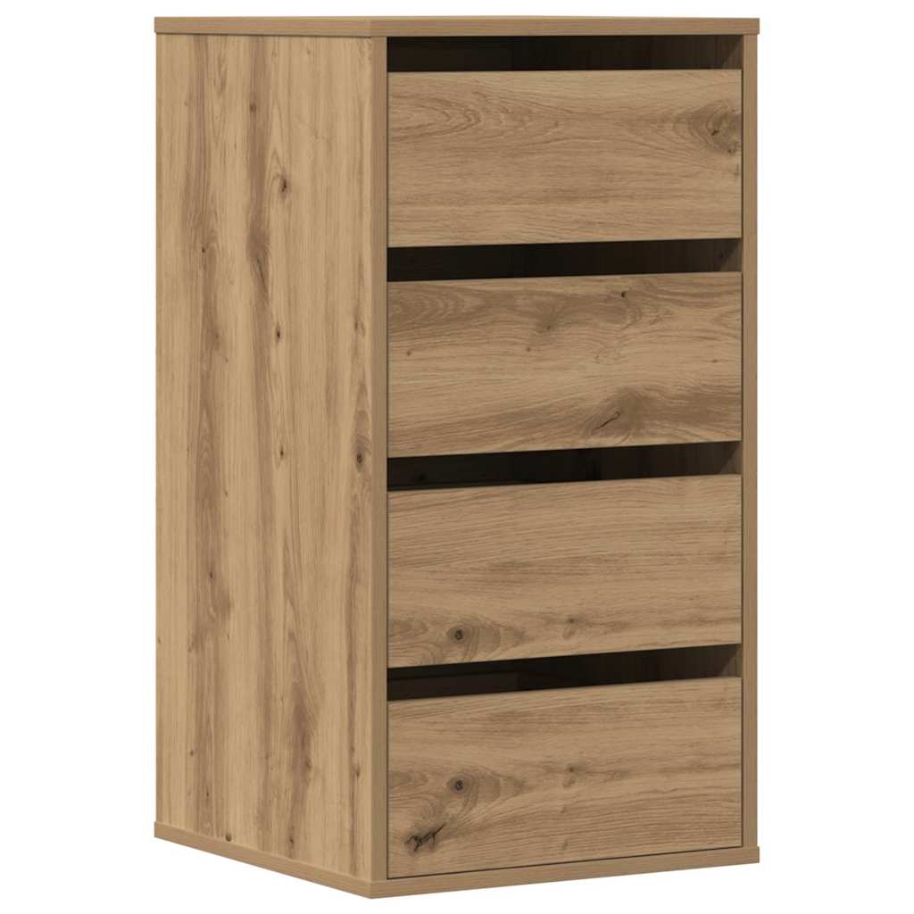 Ladekast 40x41x76 cm bewerkt hout artisanaal eikenkleurig