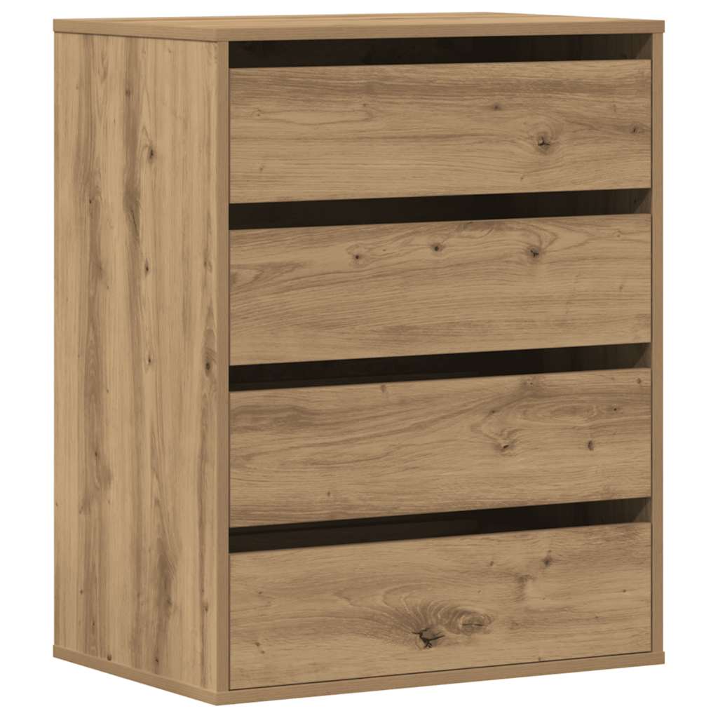 Ladekast 60x41x76 cm bewerkt hout artisanaal eikenkleurig