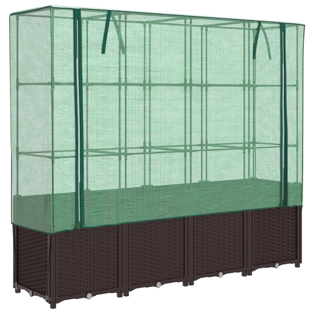 Plantenbak verhoogd met kashoes 160x40x153 cm rattanlook
