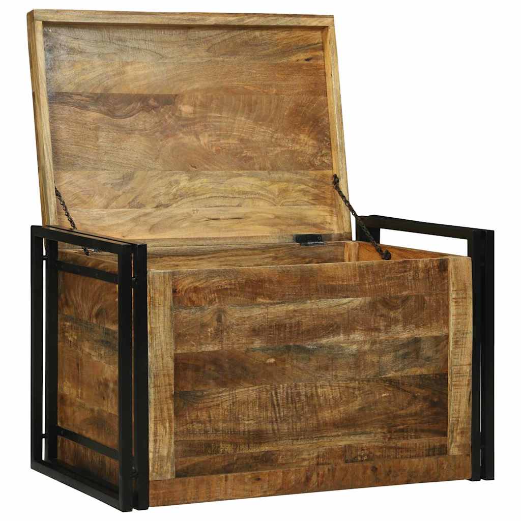 Opbergbox Bruin en zwart 80 x 50 x 50 cm ruw mangohout