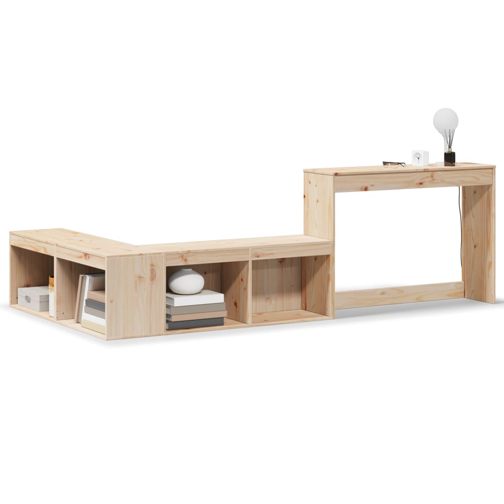 Nachtkastje met bureau 232x122x75 cm massief grenenhout