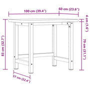 Werkbank rechthoekig 100x60x83 cm massief beukenhout