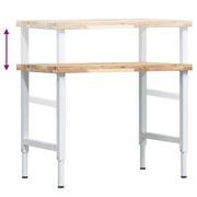 Werkbank rechthoekig 100x60x(73-99,5) cm massief acaciahout